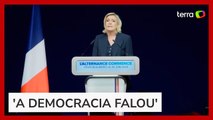 'Bloco de Macron foi praticamente apagado', diz Marine Le Pen após projeção apontar vitória