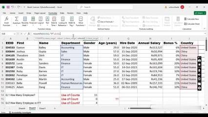 MS Excel _ Use of Count functions_ COUNT, COUNTA, COUNTIF, COUNTIFS