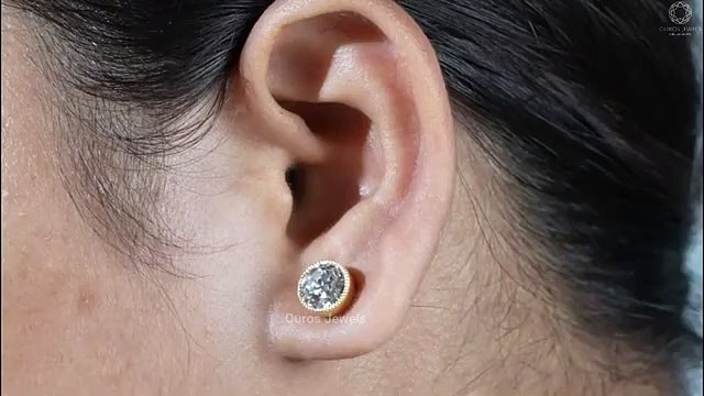Old European Round Cut Lab Diamond Stud Earrings | Ouros Jewels