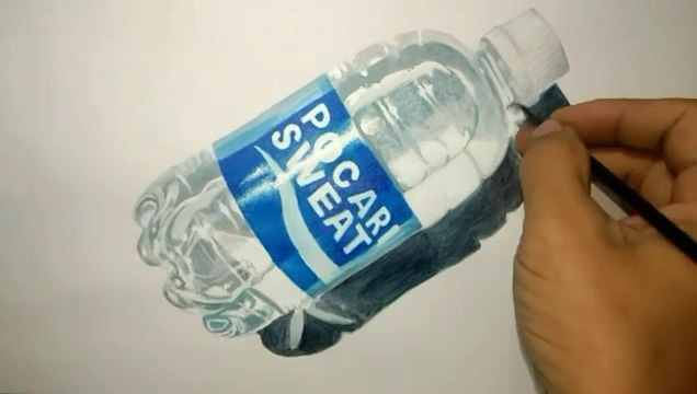 Cara Melukus botol plastik berisi air / how to paint a plastic bottle filled with water