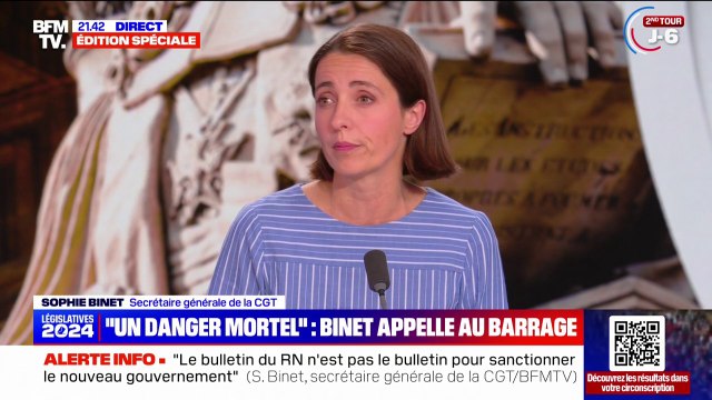 On ne joue pas avec nos vies comme on joue au poker : Sophie Binet (CGT) se dit très, très, très en colère contre la décision d'Emmanuel Macron de dissoudre l'Assemblée nationale