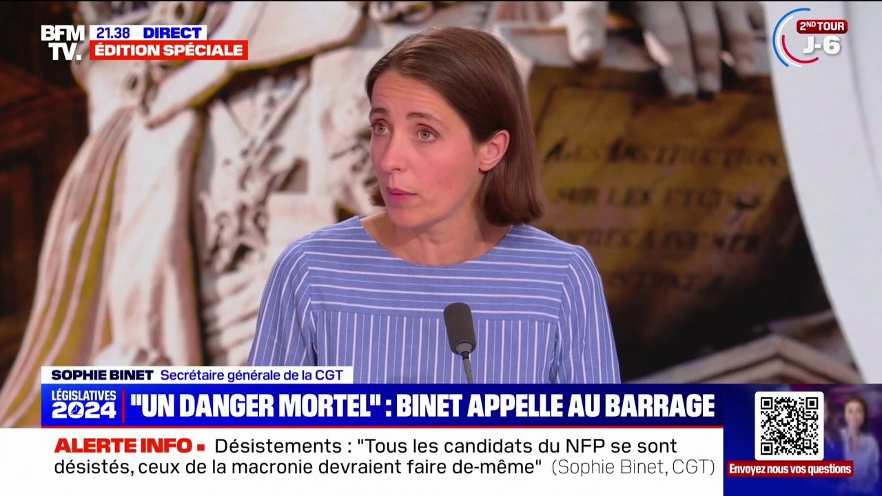 "Ne nous tirons pas une balle dans le pied": le message de Sophie Binet (CGT) aux électeurs tentés par le vote RN au second tour des législatives