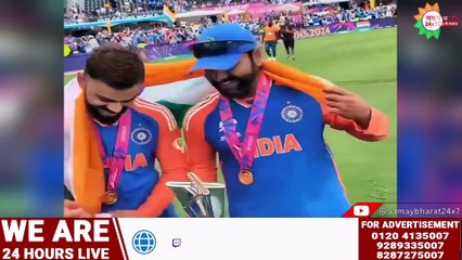 टी20 विश्व कप जीत का जश्न मनाते विराट कोहली और रोहित शर्मा