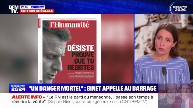 Second tour des législatives: Les non-désistements, c'est une honte , déclare Sophie Binet (CGT)