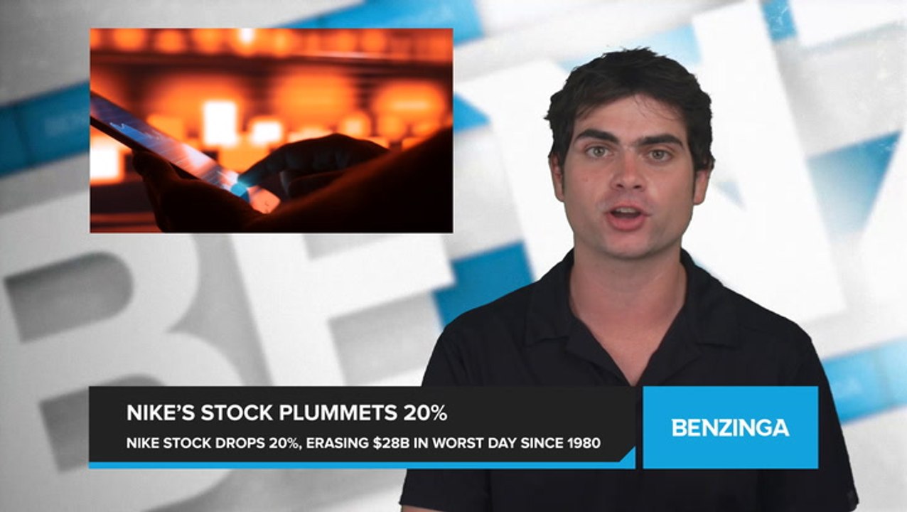 Nike's Stock Plummets 20%, Wiping Out $28 Billion in Shareholder Value, in Its Worst Single-Day Stock Performance Since Going Public in 1980