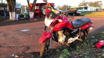 Motociclista fica ferido em acidente na Marginal da rodovia BR-277 no Santos Dumont