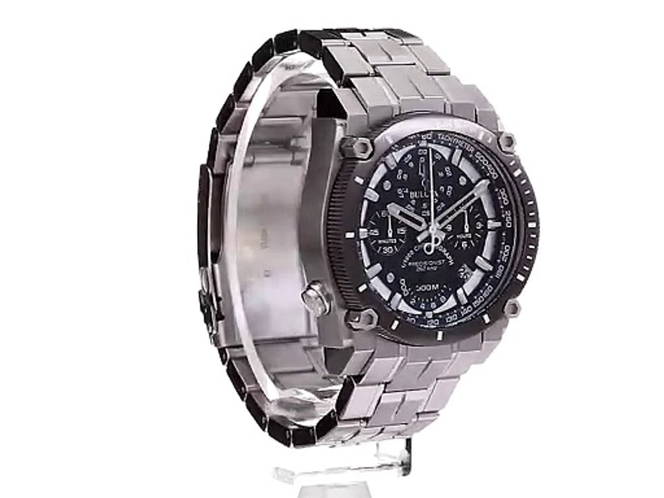 Bulova Men's Icon High Precision Quartz Chronograph Watch, Curved Mineral Crystal, 300m Water Resistant, Continuous Sweeping Secondhand, Luminous Markers