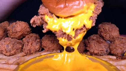 EXTRA CRISPY! ASMR MUKBANG - KFC VS POPEYES CHICKEN & FRIES - WITH CHEESE