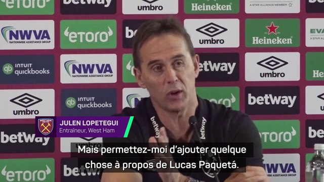 Julen Lopetegui a souhaité afficher son soutien à Lucas Paquetá, lui qui est accusé d’infractions présumées en matière de paris. Le nouveau coach de West Ham sait que le Brésilien et sa famille souffrent de la situation.
