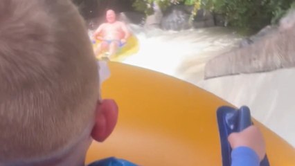 Mom laughs at her son’s displeasure at Siam Park's lazy river