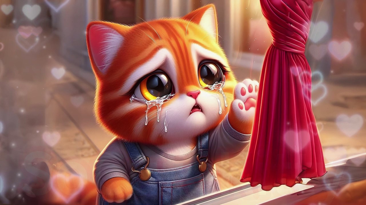 The Orange Cat is Working for its Kitten's  dress #cat #cute #socutekitty #aicats  #cats #ai