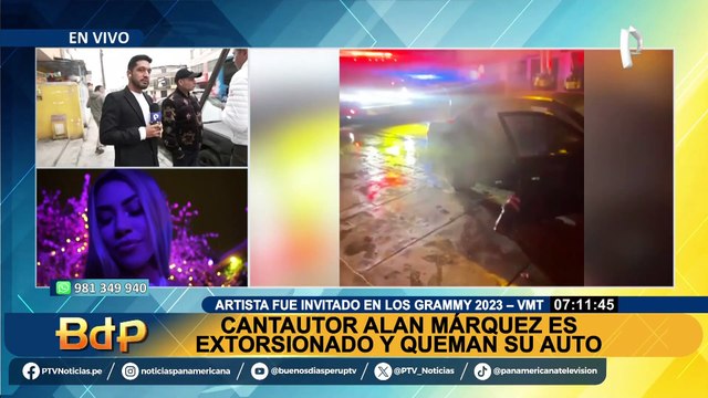 Alán Márquez: extorsionadores incendian auto de cantante que fue invitado a los Latin Grammy 2023