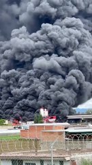 Se registra  fuerte incendio en la carretera federal Atlixco-Puebla