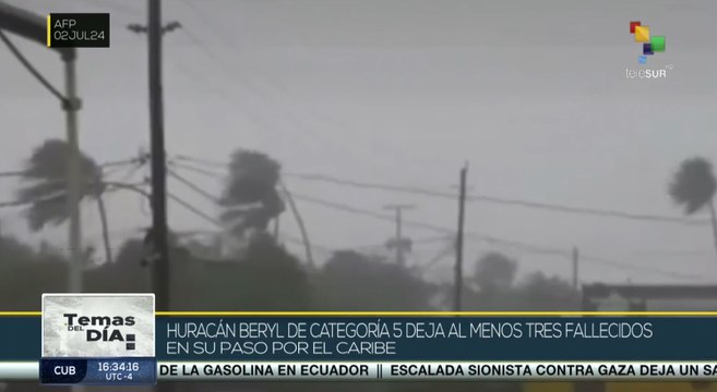 Temas del Día 02-07: El huracán Beryl de categoría 5 deja al menos tres muertos en el Caribe