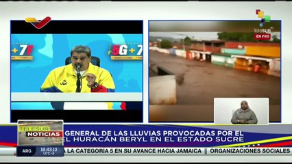 Pdte. Maduro ofrece balance sobre paso del huracán Beryl por el estado Sucre