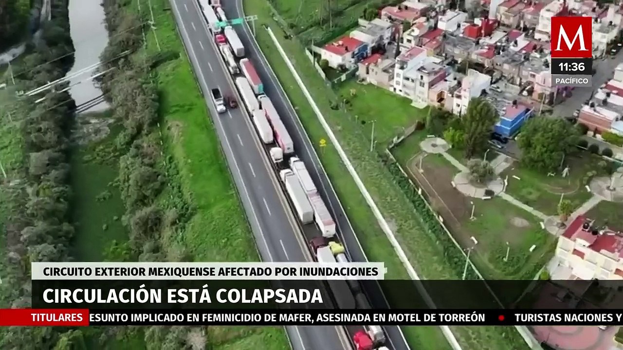 Cierran la circulación en el Circuito Exterior Mexiquense debido a las inundaciones