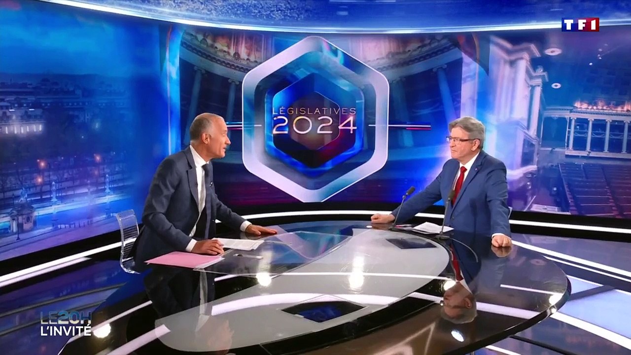 Jean-Luc Mélenchon, invité du "20 Heures" de Gilles Bouleau sur TF1.