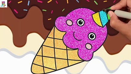 Ice Cream Drawing | How to draw a cute Ice cream with colour easy step by step drawing for beginners