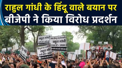 Rahul Gandhi के हिंदू वाले बयान पर बीजेपी ने किया विरोध प्रदर्शन