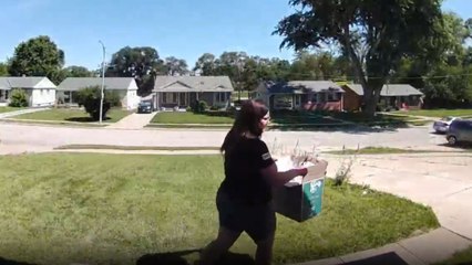 Woman's embarrassing ankle twist and fall caught by nosy Ring camera
