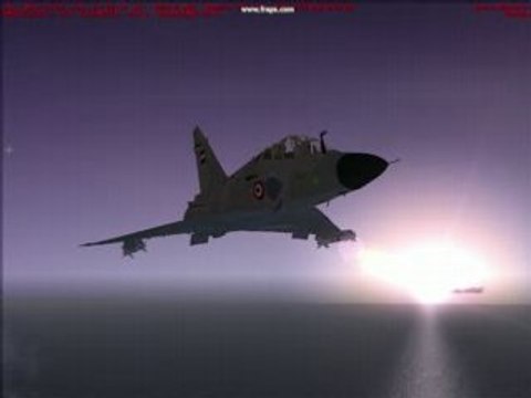 Fsx =petit tonneau en mirage au dessu d'un bombardier