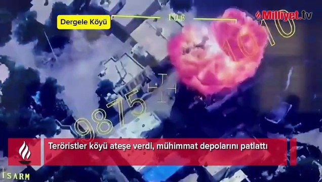 Teröristler köyü ateşe verdi, mühimmat depolarını patlattı