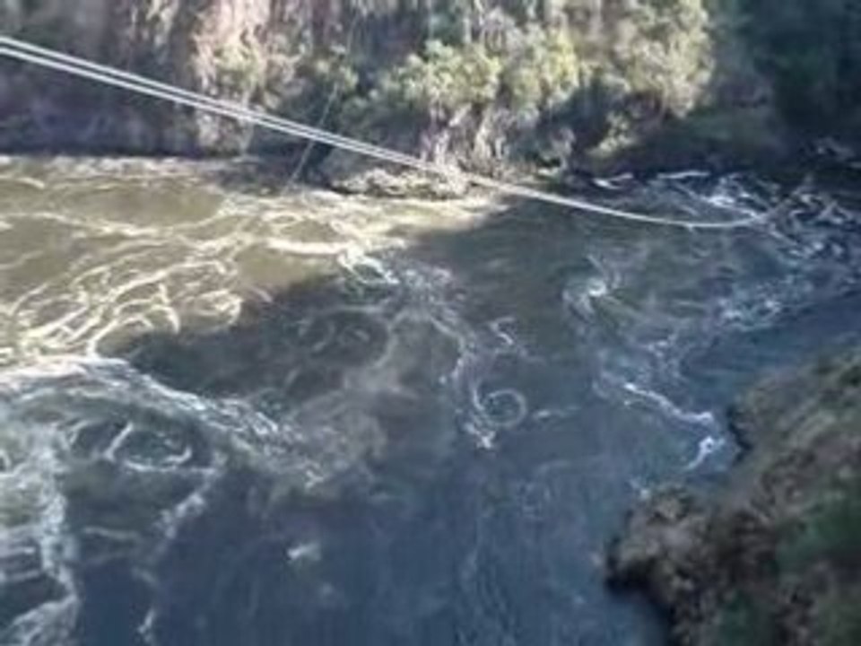 Marie doing the gorge swing at the Victoria Falls