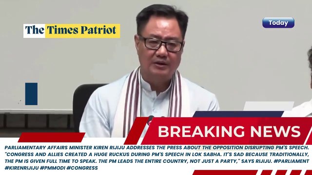 Parliament Chaos: Kiren Rijiju Slams Opposition for Disrupting PM's Speech | #Parliament #KirenRijiju #PMModi #Congress
