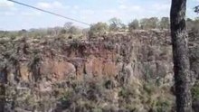 Flo doing the flying fox at the Victoria Falls