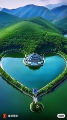 Heart type lake with a beautiful view