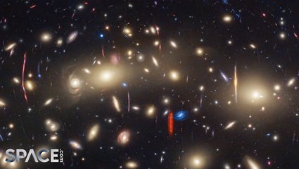 View Of Huge Galaxy Cluster Via James Webb And Hubble Telescopes