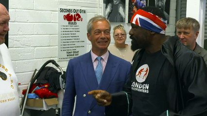 Nigel Farage and Derek Chisora visit boxing club