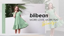blibean Teen Girls Dresses Kids Double Layer Ruffle Sleeve Dress Size 6-15 Years