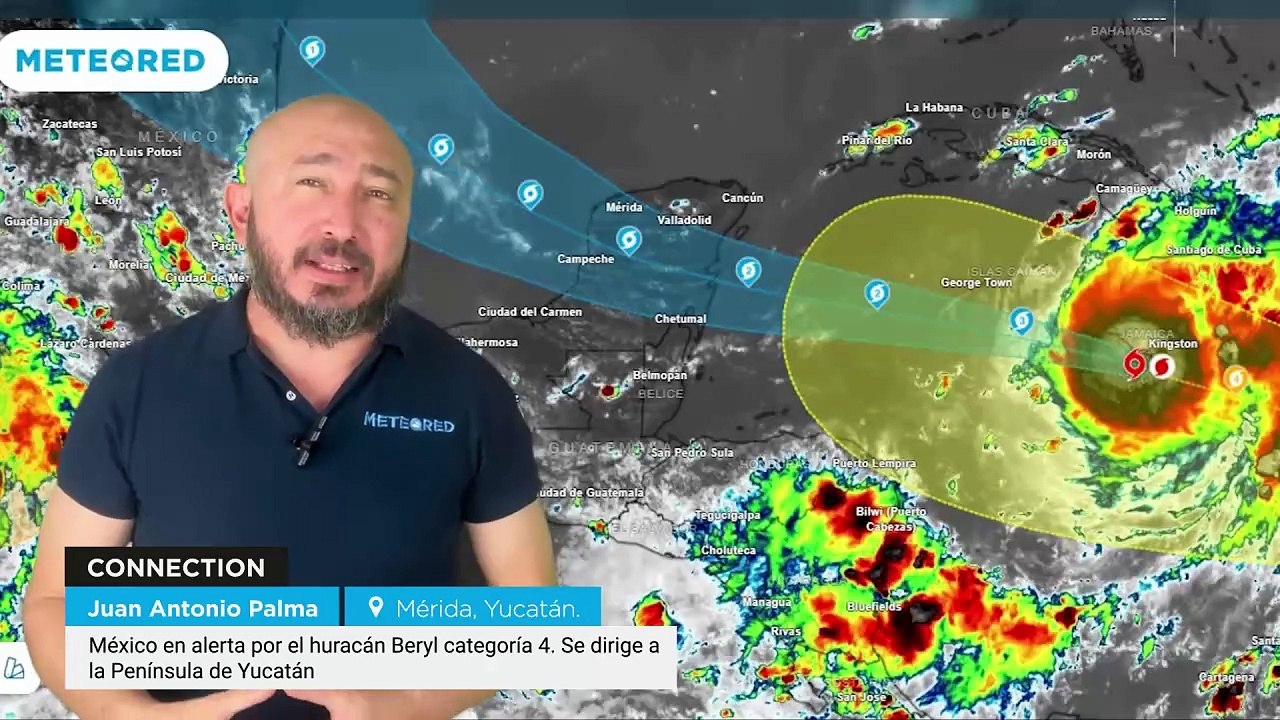 México en alerta por el huracán Beryl categoría 4. Se dirige a la Península de Yucatán