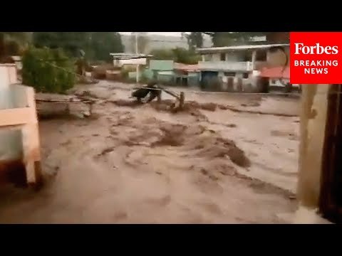 Hurricane Beryl Causes River To Overflow & Severe Flooding In Sucre, Venezuela