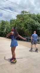 Man Falls After Woman Waves at Him While Skating