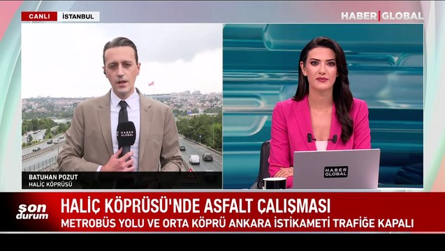 Haliç Köprüsü'nde asfalt çalışması başladı, trafik yoğunluğu havadan görüntülendi