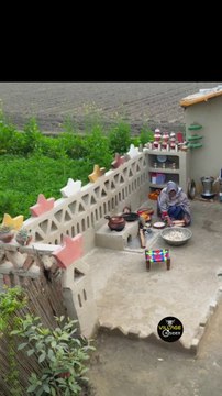 beautiful mud kitchen in green fields women cooking roti #villagelife #village