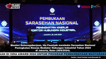 Menaker Ida Fauziyah Buka Acara Sarasehan Nasional Peningkatan Kinerja Mediator Hubungan Industrial 2024