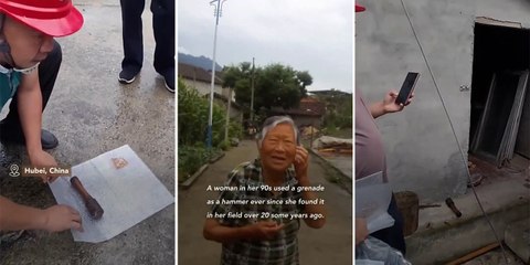 Çin'de yaşlı bir kadının 20 yıldır çekiç yerine el bombası kullandığı ortaya çıktı