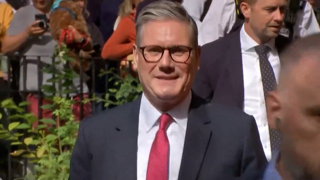 Keir Starmer arrives at polling station to cast vote in general election