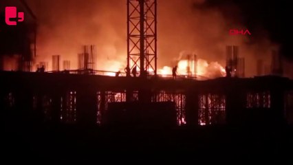 Hastane inşaatında yangın