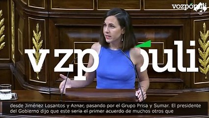 Belarra llama a que el PSOE rompa el pacto con el PP