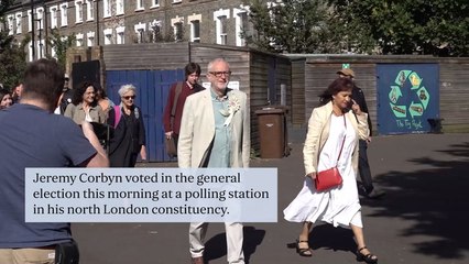 Jeremy Corbyn votes at his local polling station in Islington