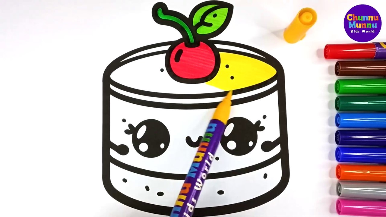 Simple Cake Painting & Coloring Page Marker Pen for Kids & Toddlers | Chunnu Munnu Kids World