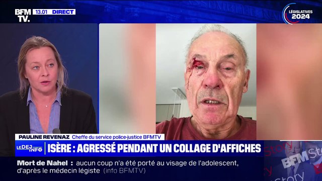La photo choc d’un élu de La Tronche de 77 ans violemment agressé ce matin alors qu’il allait coller des affiches pour le candidat Olivier Véran