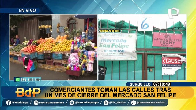 Comerciantes toman las calles de Surquillo tras un mes de cierre del mercado San Felipe: Tenemos que trabajar