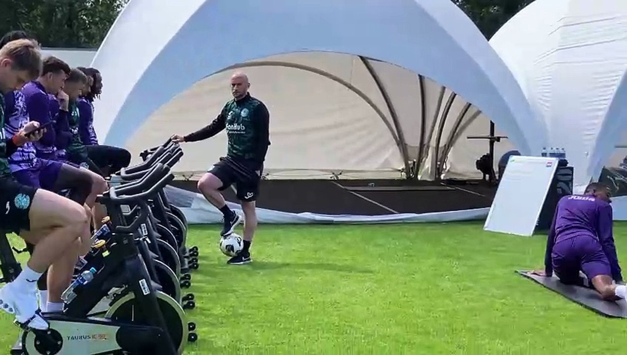 Even on a recovery day, you can’t keep some Hibs players away from the ball.