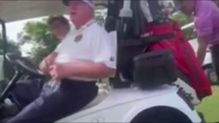Watch: Trump rants about Biden and Harris from golf cart
