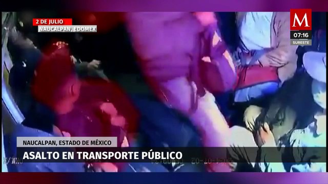 Los voy a balacear a todos : Captan asalto a una combi en Naucalpan